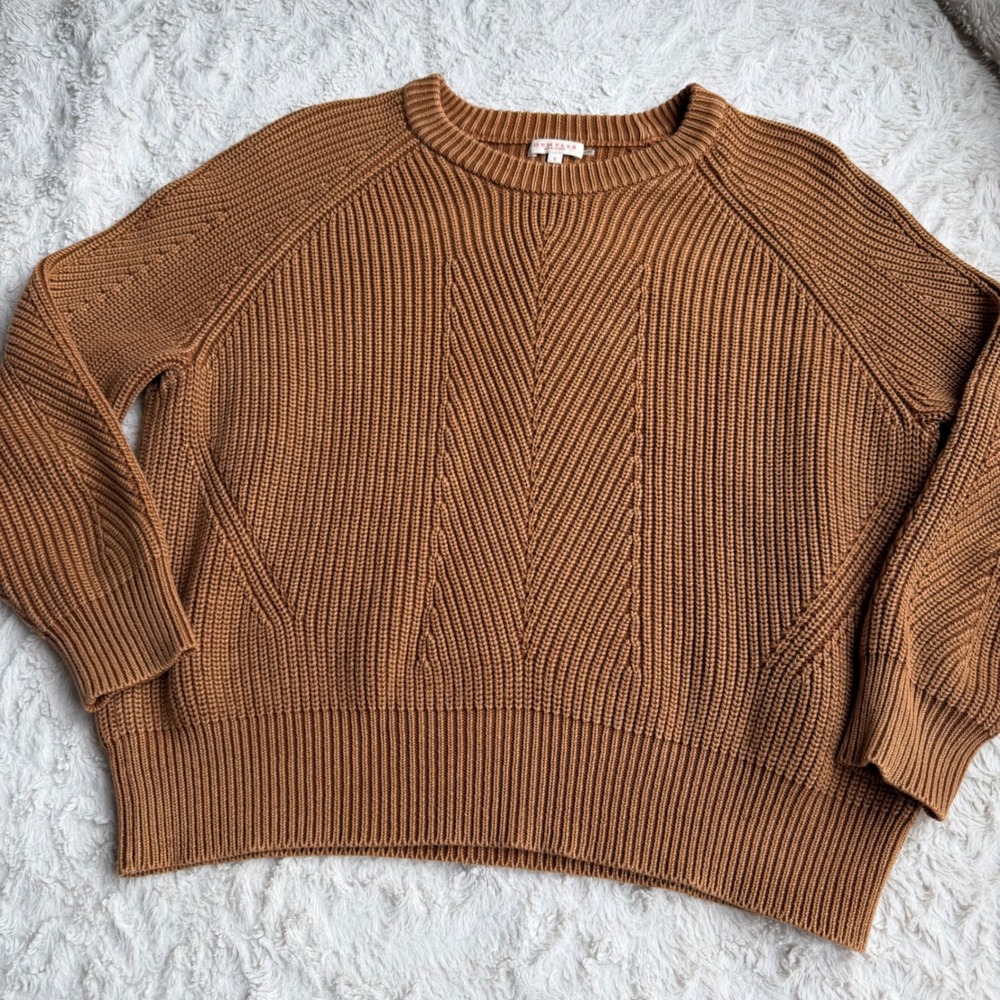 DemyLee New York Chelsea Cotton Ribbed Knit Crewneck Sweater Pecan Brown S - Picture 8 of 11